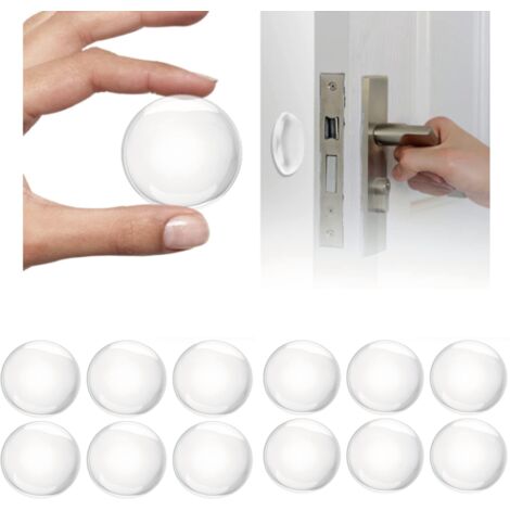 LouMaxx protection poignee porte à coller ou visser Ø 40 mm - lot de 10  butoir porte blanc autocollant - protege mur – stop porte mural pour  protéger