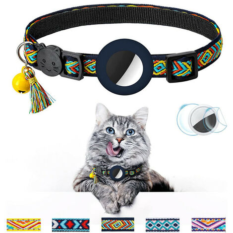 Collier de chat Airtag, collier de chat réfléchissant avec cloche et boucle  de sécurité, support Airtag étanche pour chiot chaton