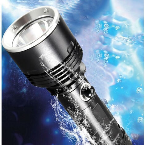 Lampe de plongée 10000 lumens, XHP50.2 LED torche sous-marine, torche de  plongée super lumineuse à lumens élevés, Avec alimentation rechargeable et