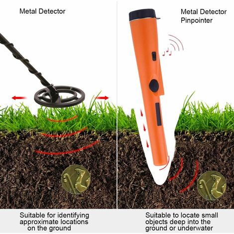 Détecteur de Métaux Portable, IP66 Etanche Pinpointer Détecteur de Métaux  360° Détection pour Enfants Adultes Haute Sensibilité avec Indicateur LED  Intégré pour Chasse au Trésor (Orange) : : Jardin