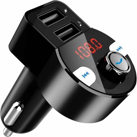 Transmetteur FM Radio Bluetooth de Voiture, Adaptateur Bluetooth 4.2 Car  Audio Sans Fil FM Modulateur Appel