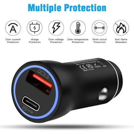 Allume Cigare USB, USB C PD 30W Charge Rapide Chargeur Voiture, Compatible  avec iPhone 14 13 12 11 X XR XS 8 iPad, Samsung Galaxy S23 S22 S21 S20 S10  A70, Huawei P30 P20 1 MOONSTARS