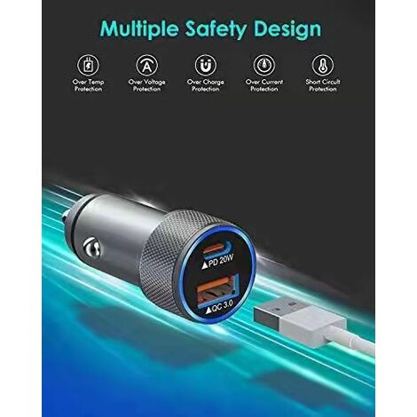 Allume Cigare USB C 38W, RAMPOW Chargeur Voiture USB C PD3.0