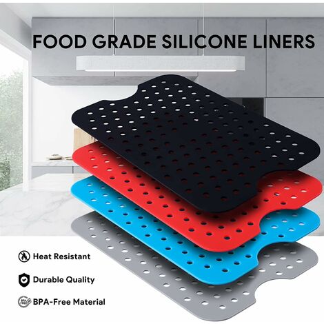 2 pièces Panier en Silicone Accessoires de Friteuse, Panier en Silicone  Réutilisable 16x14cm pour Airfryer,Micro