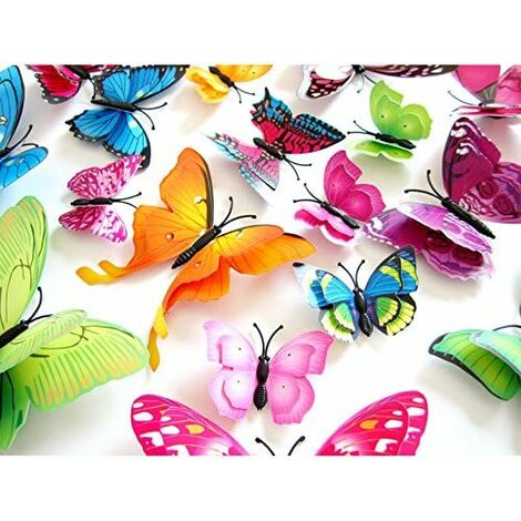 Muraux de Papillons 3D Sticker Mural Autocollants bricolage papillon  amovible Réutilisable Pour chambre Salon, 12pcs