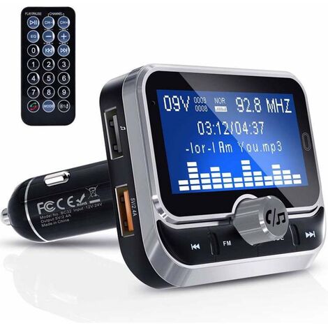 Transmetteur Fm mains libres Bluetooth Adaptateur radio sans fil Kit  voiture Lecteur MP3 