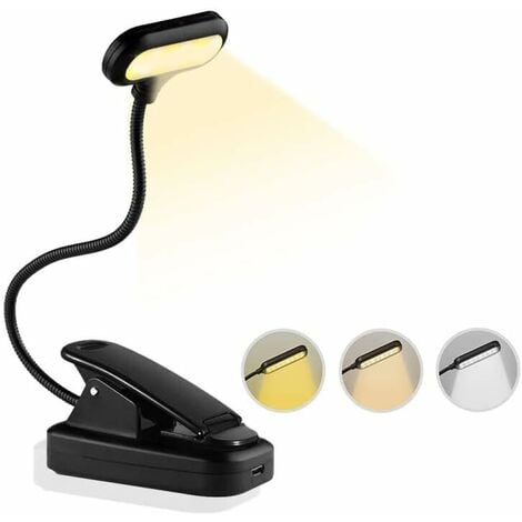 Lampe de Lecture pour Livre 3 Modes de Luminosité (Blanc Froid&Chaud), 360°  Cou Flexible Mini