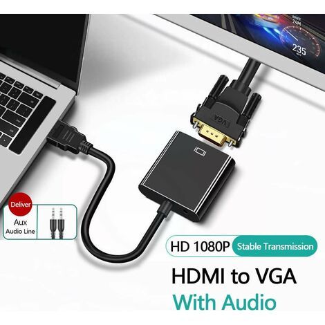 CABLING® Câble Actif 1080P HDMI Mâle vers VGA Mâle Adaptateur de conversion  vidéo Prise en charge 1080P entrée HDMI Ordinateur portable HDTV vers les