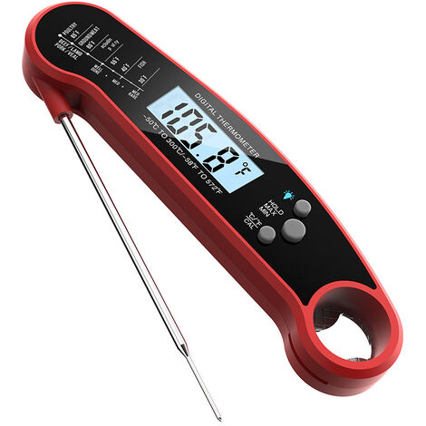 Thermomètre de Cuisine Cuisson - Thermomètre Alimentaire Digital Lecture  Instantané Écran LCD avec Longue Sonde Thermomètre pour Viande Patisserie