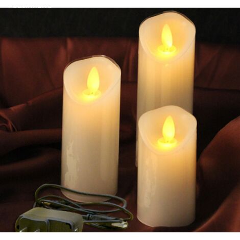 Lot de 6 bougies sans flamme vacillantes de 17,5 cm (beige) avec  télécommande, bougies de