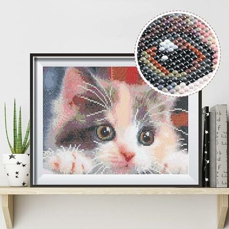 DIY 5D Diamond Painting by Number Kit,broderie diamant kit complet plein  Mignon Chat Cristal Strass