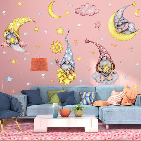 Stickers Muraux Chambre Fille - Elephant qui dort sur la Lune