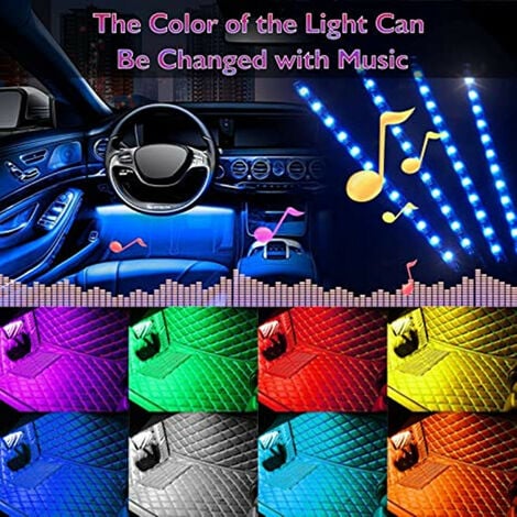 Keiurot Bande LED Intérieur Auto avec APP, Éclairage Intérieur de Voiture  Lumière de Sous-éclairage de Voiture Améliorée Adhésif Fort Kits Musicale 2  IN 1 : : Auto et Moto