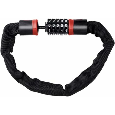 Antivol vélo, Cadenas code, Chaine anti-vol moto 5 chiffres, acier, 120 cm,  Noir