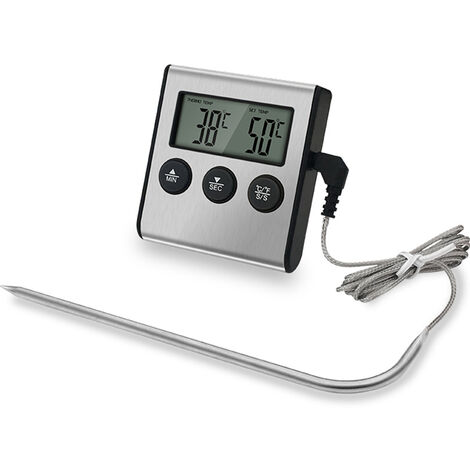 Thermomètre à viande numérique magnétique 'Kitchen' avec minuterie, pile  incluse noir argent - Thermomètre pour aliments viande barbecue four  universel