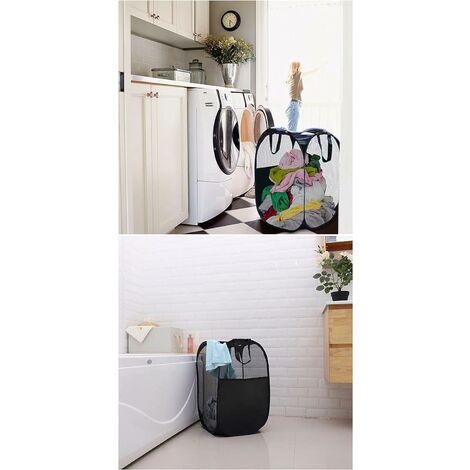 Grand Panier Linge Pliable Pliable En Maille Pop-up Pliable Avec Poignes - Panier  Linge Pliable - Panier Linge Pliable - Noir