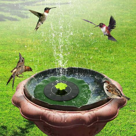 Pompe de fontaine de bain d'oiseau solaire, upgrade 1.4w fontaine solaire  avec 4 buses, pompe de fontaine solaire flottante libre pour le bain