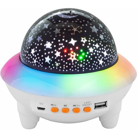 Veilleuse projecteur avec télécommande et minuterie, rechargeable par USB,  lampe de projecteur Bluetooth avec 8 modes de couleur et 8 mélodies de la  nature pour enfants, adultes, décoration de fête MO