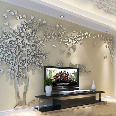 Stickers Muraux Arbre Cadre de Photo 3D DIY Mural Autocollants Arts  Décoration de la Maison pour Chambre, Salon, Garderie, Salle, Garderie,  Cadeau (Argent,M) : : Cuisine et Maison