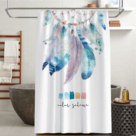 Rideau de douche Polyester Tissu Lavable en machine avec 12