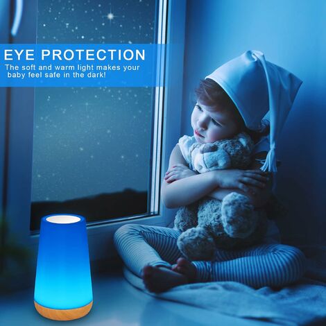 Veilleuse Enfant LED Lampe Nuit Tactile de Chambre Rechargeable Lampe de  Chevet Tactile Dimmable avec Réveil