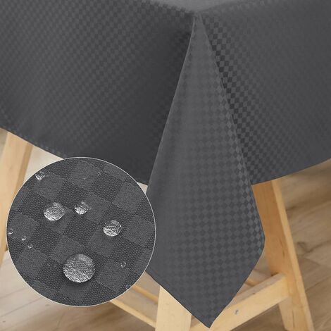 Noir）Nappe Rectangulaire en Tissu Polyester 80x120cm, Nappe de Table  Lavable à Carreaux Imperméable pour Salle