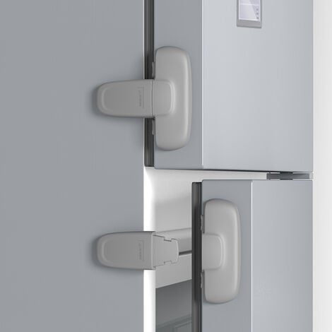 Serrure de réfrigérateur à porte unique sans danger pour les enfants,  facile à installer, utilise un adhésif 3M VHB, aucun outil ni mèche (Gris,  2