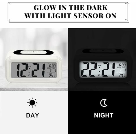Reveil Numerique Réveil Matin Lumineux LED Reveille Digital a Piles  Silencieux Aalarm Clock de Voyage avec