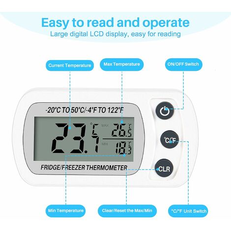 Thermomètre analogique pour refrigérateur -34°C +30°C