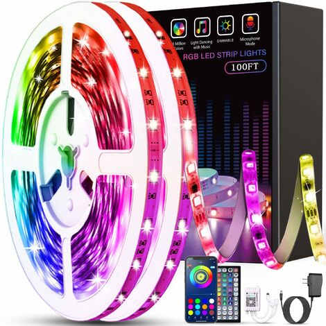 Ruban LED 10m, RGB Bande Bluetooth Smart App Contrôle, Multicolore