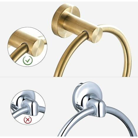 Brushed Gold Towel Ring (Diameter 16cm) Modern Stainless Steel Wall Mounted Towel Holder