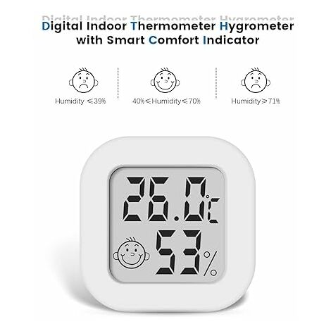 Mini Thermomètre Hygromètre Intérieur Digital à Haute Précision, Moniteur  de Température et Humidimètre, Thermo Hygromètre Indicateur