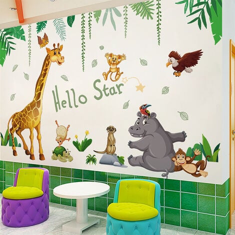 1 pc Forêt Bébé Animaux Stickers Muraux Éléphant Lion Girafe