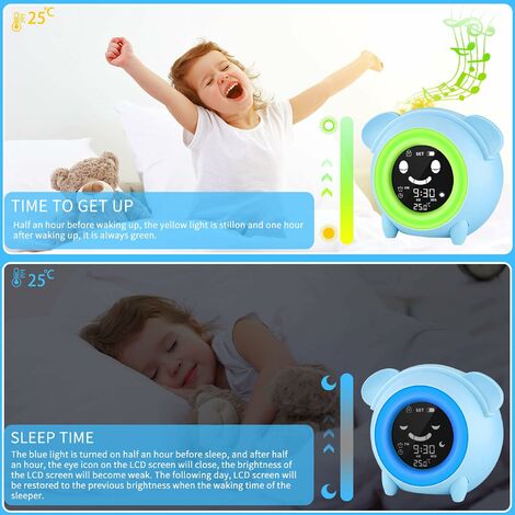 Réveil Pour Enfants Veilleuse Pour Chambre à Coucher Enfants Sleep Trainer  Light Blue