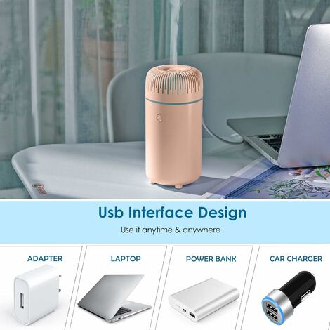 Mini diffuseur d'huiles essentielles portable USB ultrasonique (rose)