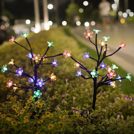 Guirlande lumineuse solaire imperméable à LED, fleurs de cerisier, pour  arbre de noël, jardin, clôture, cour, printemps