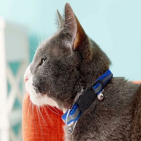 Séparateur de collier de chat Airtag réfléchissant avec support GPS, boucle  de sécurité et cloche pour chaton chiot