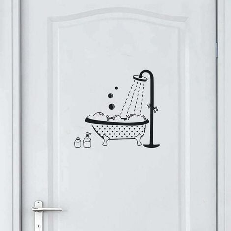 Autocollant Mural Stickers Muraux pour Toilette/salle de bain/Baignoire  Porte douche PVC DIY porte autocollant