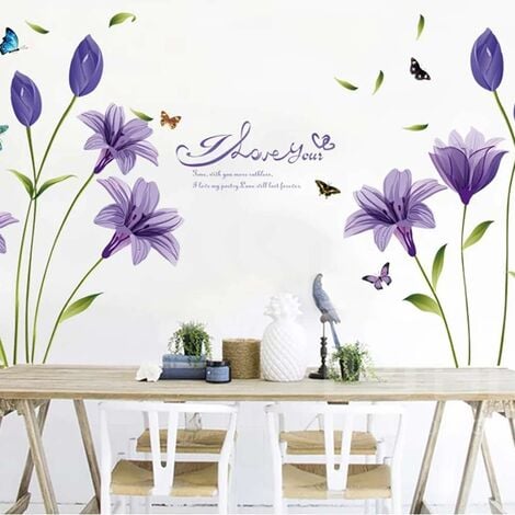 Autocollant Murale Stickers muraux fleurs plantes feuilles sticker Convient  pour Chambre à Coucher, Salon, Salle à