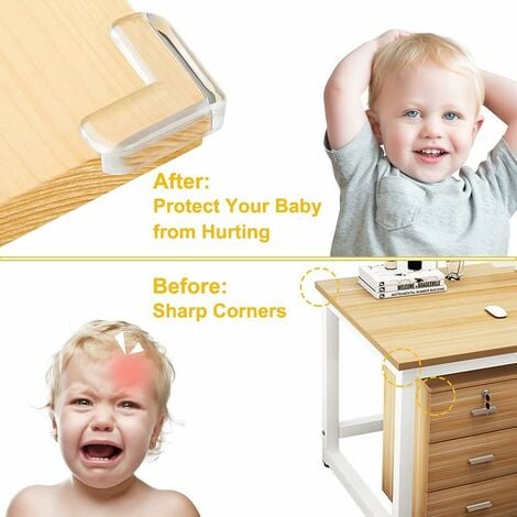Protection de coins bébé, lot de 24, Tampon de rebord pour meuble, table,  PVC, à coller, transparent