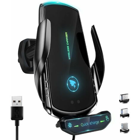 15W Qi Chargeur Induction Voiture avec Allume Cigare USB C Charge