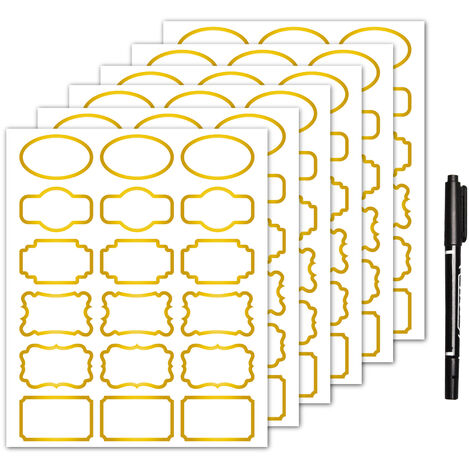 L'or-transparente Stickers étiquettes avec bord argenté, amovible étanche  Transparent bocaux étiquettes en tailles assorties pour bocaux, boîtes de  rangement ou Craft Décoration, 168pcs