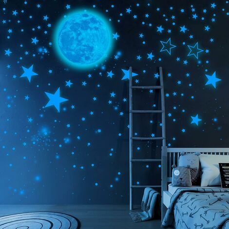 20cm Stikers Murals Stickers Muraux Enfants Lune Et Etoiles Phosphorescente  Autocollant Mural Chambre Lumineux Autocollant Bebe