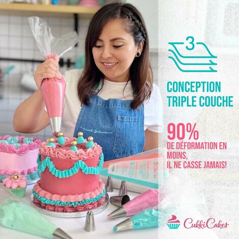 CukkiCakes Kit de pâtisserie professionnel (9pcs): poche à douille