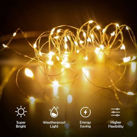 Guirlande lumineuse USB nomade 15 LED blanc chaud décorations