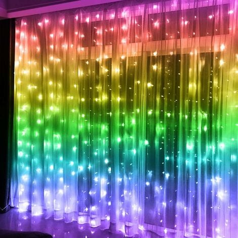 Rideau Lumineux à Brancher Intérieure, 1.5 x 1.0m LED Guirlande Lumineuse  Rideau 192LEDs, 8 Modes d'Eclairage, Decoration Noël (Etanche IP44) -  ST0019