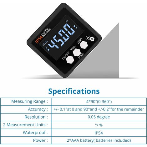 Inclinomètre numérique portable vertical MEMS