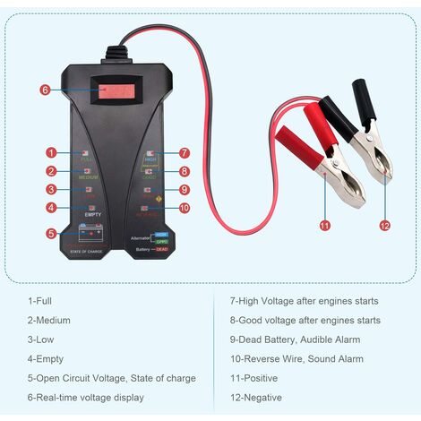 batterie voiture 12 V, Analyseur universel système charge batterie