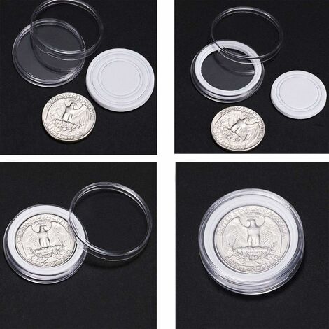 100PCS Capsules Pièces de Monnaie Plastique Collection Monnaie avec Boîte  de Rangement pour Collection de Pièces