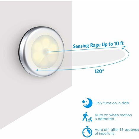 Veilleuse LED à capteur de mouvement améliorée, applique murale à piles sans  fil anti-chute, lampes de placard magnétiques à coller, lampes de sécurité  pour escaliers, couloir, salle de bain, cuisine, armoire (lot